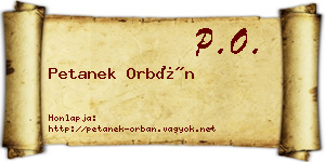 Petanek Orbán névjegykártya
